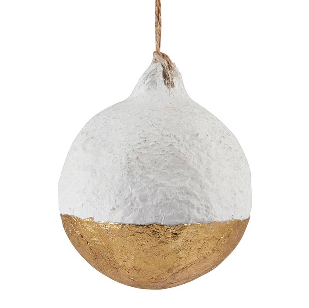 3" Paper Mache Gold Dip Ornaments - Set of 4