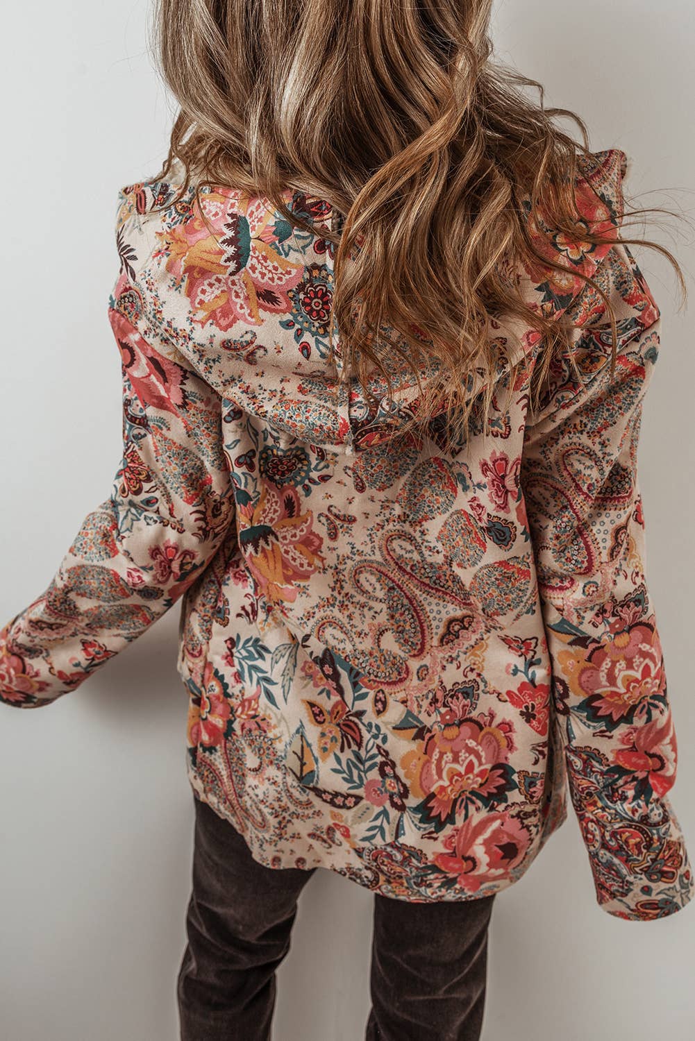 Vintage Paisley Printed Sherpa Lined Hooded Jacket